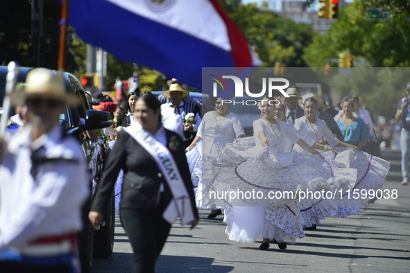 A general view of the 48th Queens Hispanic Parade 2024 marches down 37th Avenue, from 69th Street to 86th Street, through Jackson Heights, Q...