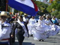 A general view of the 48th Queens Hispanic Parade 2024 marches down 37th Avenue, from 69th Street to 86th Street, through Jackson Heights, Q...