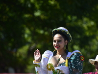 A general view of the 48th Queens Hispanic Parade 2024 marches down 37th Avenue, from 69th Street to 86th Street, through Jackson Heights, Q...