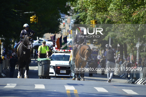 A general view of the 48th Queens Hispanic Parade 2024 marches down 37th Avenue, from 69th Street to 86th Street, through Jackson Heights, Q...