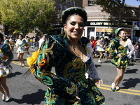 A general view of the 48th Queens Hispanic Parade 2024 marches down 37th Avenue, from 69th Street to 86th Street, through Jackson Heights, Q...