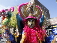 A general view of the 48th Queens Hispanic Parade 2024 marches down 37th Avenue, from 69th Street to 86th Street, through Jackson Heights, Q...