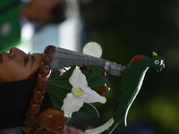 A general view of the 48th Queens Hispanic Parade 2024 marches down 37th Avenue, from 69th Street to 86th Street, through Jackson Heights, Q...