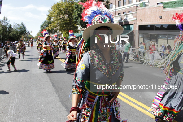 A general view of the 48th Queens Hispanic Parade 2024 marches down 37th Avenue, from 69th Street to 86th Street, through Jackson Heights, Q...