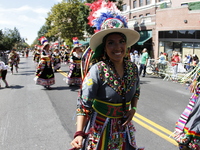 A general view of the 48th Queens Hispanic Parade 2024 marches down 37th Avenue, from 69th Street to 86th Street, through Jackson Heights, Q...