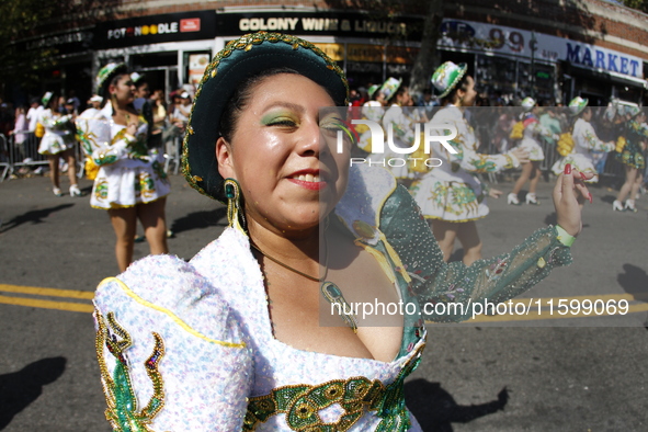 A general view of the 48th Queens Hispanic Parade 2024 marches down 37th Avenue, from 69th Street to 86th Street, through Jackson Heights, Q...