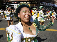 A general view of the 48th Queens Hispanic Parade 2024 marches down 37th Avenue, from 69th Street to 86th Street, through Jackson Heights, Q...