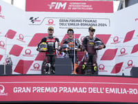 Aron Canet of Spain and Fantic Racing (L), Celestino Vietti of Italy and Red Bull KTM Ajo (C), and Tony Arbolino of Italy and ELF Marc VDS R...