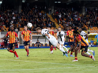 Antoine Hainaut of Parma Calcio scores a goal during the Serie A match between Lecce and Parma in Lecce, Italy, on September 21, 2024. (