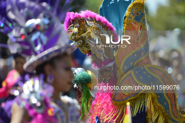 A general view of the 48th Queens Hispanic Parade 2024 marches down 37th Avenue, from 69th Street to 86th Street, through Jackson Heights, Q...