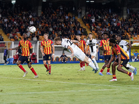 Antoine Hainaut of Parma Calcio scores a goal during the Serie A match between Lecce and Parma in Lecce, Italy, on September 21, 2024. (