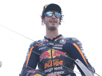 Celestino Vietti of Italy and Red Bull KTM Ajo celebrates the victory of the Moto2 race of the MotoGP of Emilia Romagna at Misano World Circ...