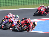 Francesco Bagnaia of Italy and the Ducati Lenovo Team rides on track during the MotoGP of Emilia Romagna at Misano World Circuit in Misano A...