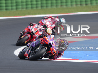 Jorge Martin of Spain and Prima Pramac Racing rides on track during the race of the MotoGP of Emilia Romagna at Misano World Circuit in Misa...