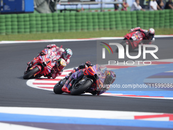 Jorge Martin of Spain and Prima Pramac Racing rides on track during the race of the MotoGP of Emilia Romagna at Misano World Circuit in Misa...