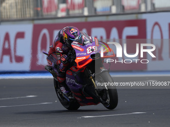 Jorge Martin of Spain and Prima Pramac Racing rides on track during the race of the MotoGP of Emilia Romagna at Misano World Circuit in Misa...