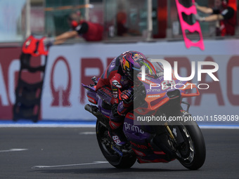 Jorge Martin of Spain and Prima Pramac Racing rides on track during the race of the MotoGP of Emilia Romagna at Misano World Circuit in Misa...