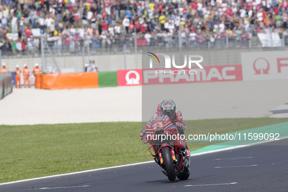 Enea Bastianini of Italy and Ducati Lenovo Team wins the race of the MotoGP of Emilia Romagna at Misano World Circuit in Misano Adriatico, I...