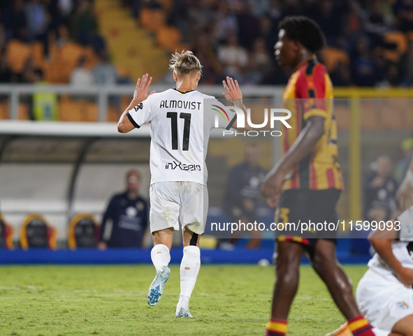 Pontus Almqvist of Parma Calcio is in action during the Serie A match between Lecce and Parma in Lecce, Italy, on September 21, 2024. 