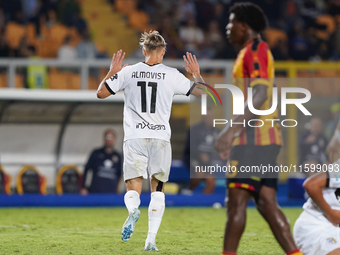 Pontus Almqvist of Parma Calcio is in action during the Serie A match between Lecce and Parma in Lecce, Italy, on September 21, 2024. (