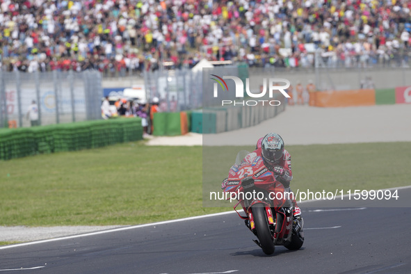 Enea Bastianini of Italy and Ducati Lenovo Team wins the race of the MotoGP of Emilia Romagna at Misano World Circuit in Misano Adriatico, I...