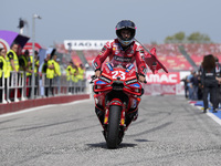 Enea Bastianini of Italy and Ducati Lenovo Team celebrate the victory of the MotoGP of Emilia Romagna at Misano World Circuit in Misano Adri...