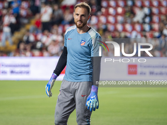 Jan Oblak of Atletico de Madrid warms up during the La Liga EA Sports 2024/25 football match between Rayo Vallecano and Atletico de Madrid a...