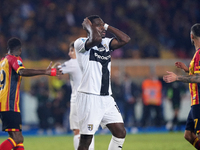 Ange-Yoan Bonny of Parma Calcio gestures during the Serie A match between Lecce and Parma in Lecce, Italy, on September 21, 2024. (