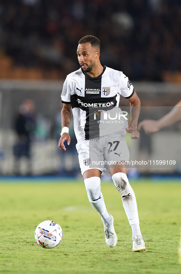 Hernani of Parma Calcio is in action during the Serie A match between Lecce and Parma in Lecce, Italy, on September 21, 2024. 