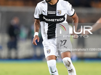 Hernani of Parma Calcio is in action during the Serie A match between Lecce and Parma in Lecce, Italy, on September 21, 2024. (