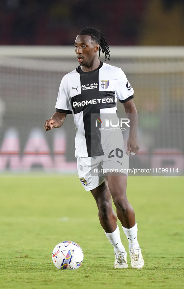 Woyo Coulibaly of Parma Calcio is in action during the Serie A match between Lecce and Parma in Lecce, Italy, on September 21, 2024. 