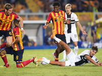 Patrick Dorgu of US Lecce is in action during the Serie A match between Lecce and Parma in Lecce, Italy, on September 21, 2024. (