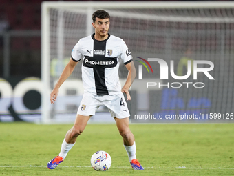 Botond Balogh of Parma Calcio is in action during the Serie A match between Lecce and Parma in Lecce, Italy, on September 21, 2024. (