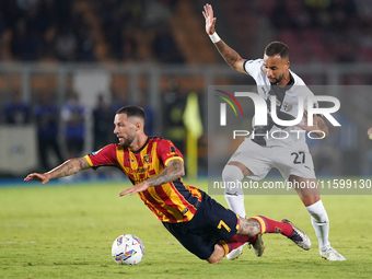 Tete Morente of US Lecce is in action during the Serie A match between Lecce and Parma in Lecce, Italy, on September 21, 2024. (