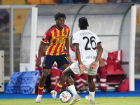 Patrick Dorgu of US Lecce is in action during the Serie A match between Lecce and Parma in Lecce, Italy, on September 21, 2024. (