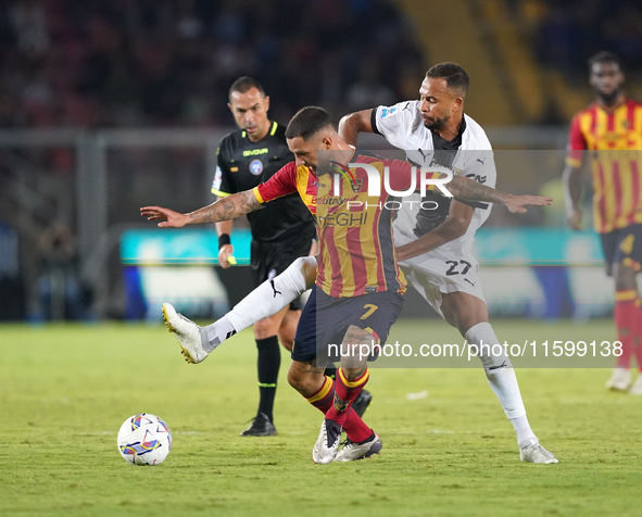 Tete Morente of US Lecce is in action during the Serie A match between Lecce and Parma in Lecce, Italy, on September 21, 2024. 