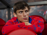 Robin Le Normand of Atletico de Madrid sits on the bench during the La Liga EA Sports 2024/25 football match between Rayo Vallecano and Atle...