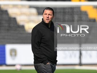 Mark Bonner manages Gillingham during the Sky Bet League 2 match between Notts County and Gillingham at Meadow Lane in Nottingham, England,...