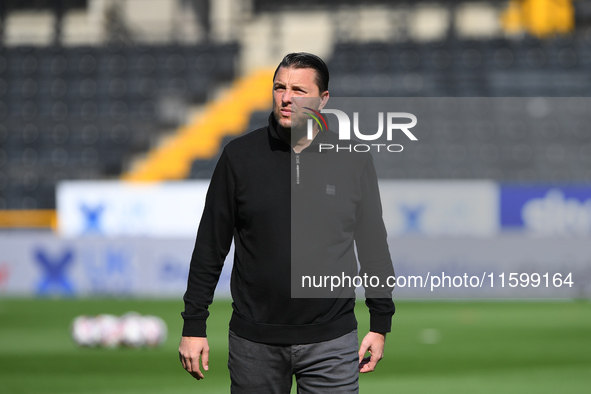 Mark Bonner manages Gillingham during the Sky Bet League 2 match between Notts County and Gillingham at Meadow Lane in Nottingham, England,...