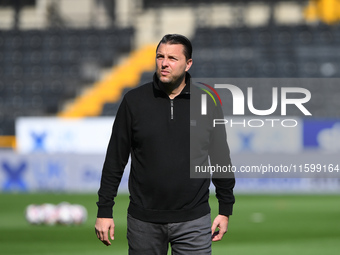 Mark Bonner manages Gillingham during the Sky Bet League 2 match between Notts County and Gillingham at Meadow Lane in Nottingham, England,...