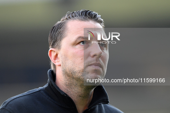 Mark Bonner manages Gillingham during the Sky Bet League 2 match between Notts County and Gillingham at Meadow Lane in Nottingham, England,...