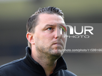 Mark Bonner manages Gillingham during the Sky Bet League 2 match between Notts County and Gillingham at Meadow Lane in Nottingham, England,...