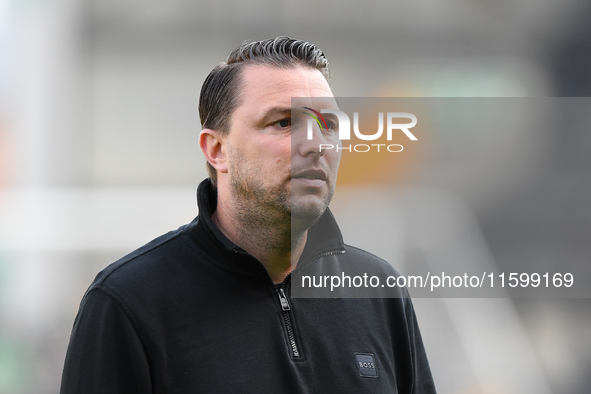 Mark Bonner manages Gillingham during the Sky Bet League 2 match between Notts County and Gillingham at Meadow Lane in Nottingham, England,...