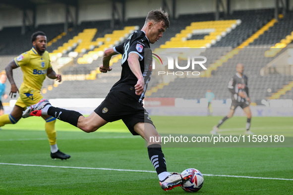 Lewis Macari of Notts County lines up a cross during the Sky Bet League 2 match between Notts County and Gillingham at Meadow Lane in Nottin...