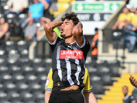 George Abbott of Notts County reacts after a missed opportunity at goal during the Sky Bet League 2 match between Notts County and Gillingha...