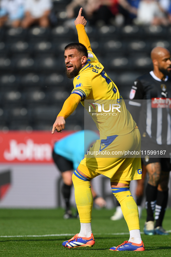 Max Ehmer of Gillingham gestures during the Sky Bet League 2 match between Notts County and Gillingham at Meadow Lane in Nottingham on Septe...