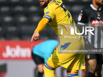 Max Ehmer of Gillingham gestures during the Sky Bet League 2 match between Notts County and Gillingham at Meadow Lane in Nottingham on Septe...