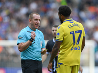 Referee Lee Swabey books Jayden Clarke of Gillingham during the Sky Bet League 2 match between Notts County and Gillingham at Meadow Lane in...