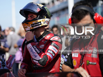 Francesco Bagnaia of Italy and Ducati Lenovo Team looks on prior to the sprint race of the MotoGP of Emilia Romagna at Misano World Circuit...