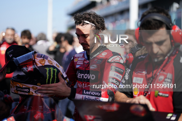 Francesco Bagnaia of Italy and Ducati Lenovo Team looks on prior to the sprint race of the MotoGP of Emilia Romagna at Misano World Circuit...